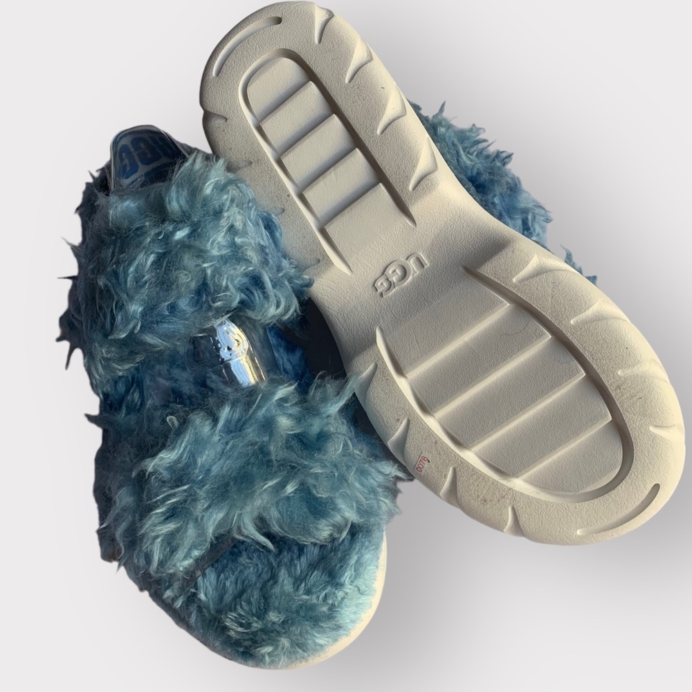 New NWoT UGG Women's FLUFF SUGAR SANDAL Blue Slipper Slide READ DESCRIPTION! - Picture 3 of 8
